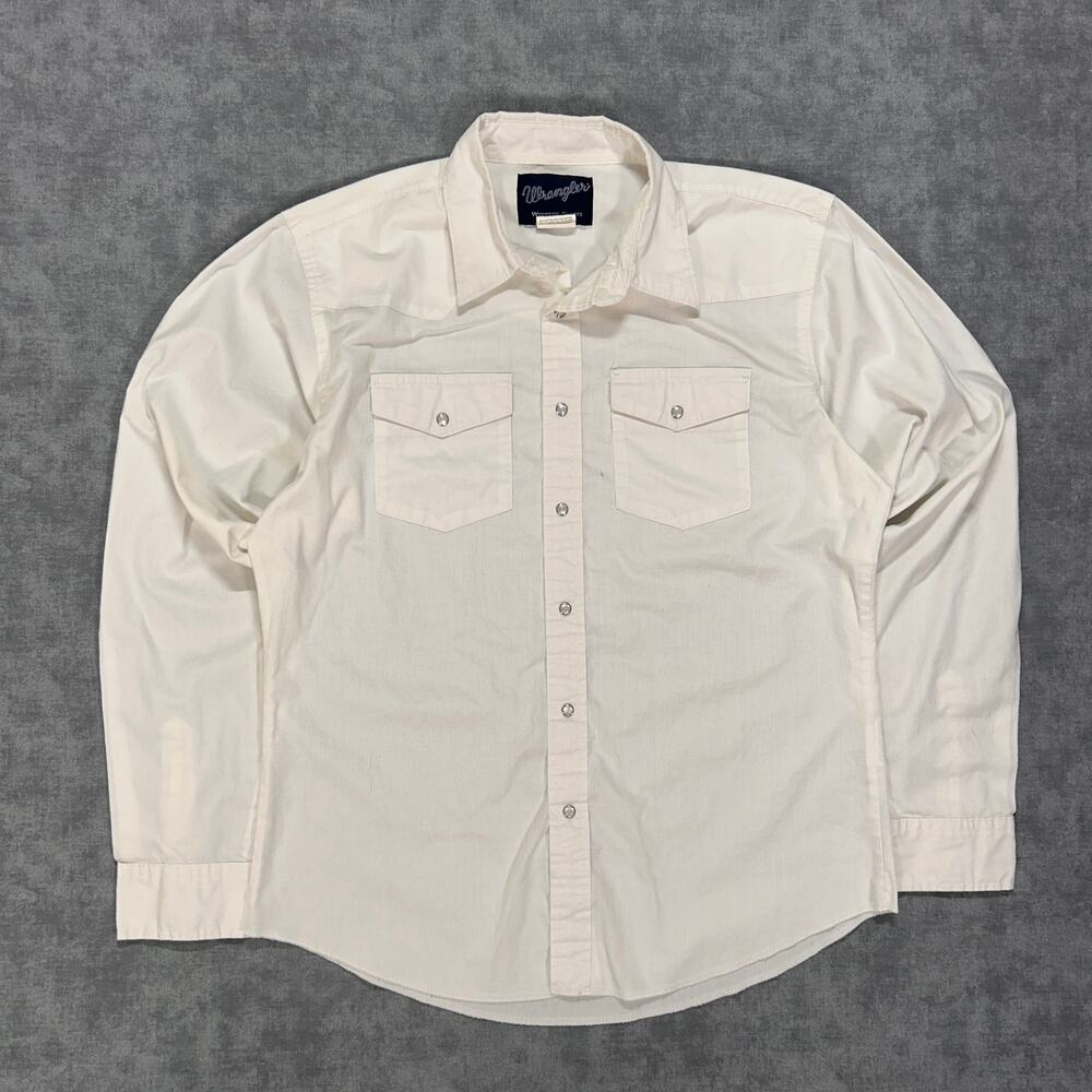Wrangler Western white pearl snap casual dress shirt youth XXL / Mens Small